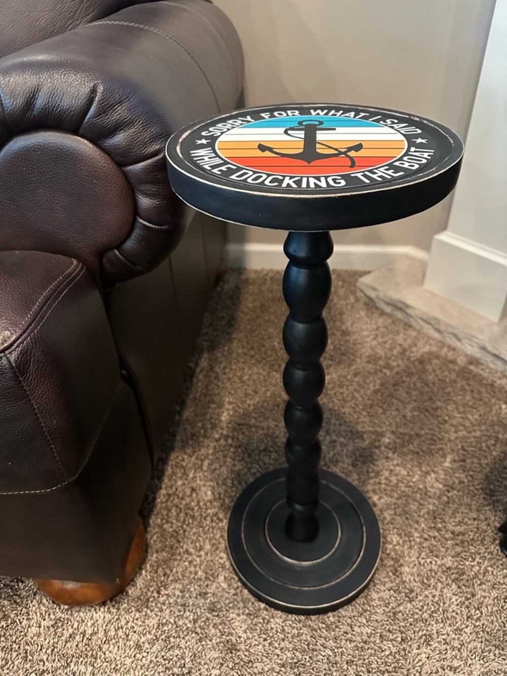Small Round Cabin Drink Table, Whiskey Stand, Martini Perch, Small End Table